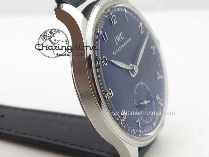 MIROTIME 0322 Portuguese IW545407 Black Dial ZF 1:1 Best Edition On Dark Blue Leather Strap DailyWear 7337